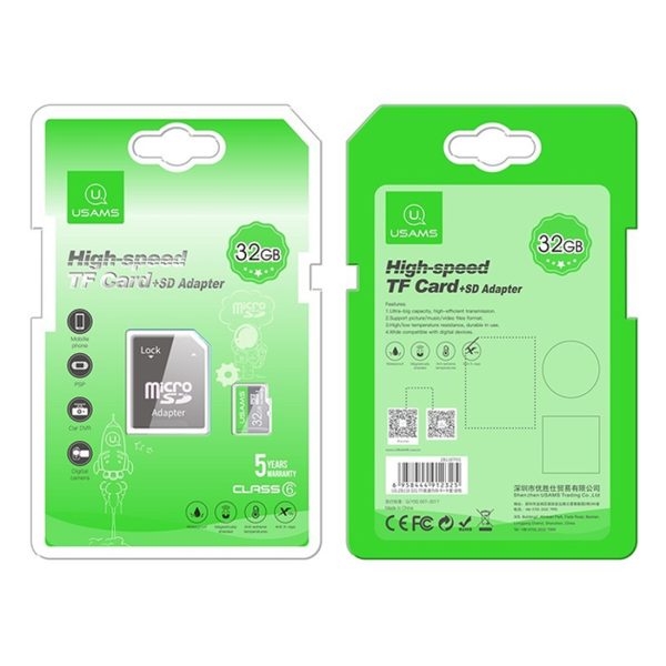 USAMS High Speed TF Card + SD Adapter (Class10 32GB)