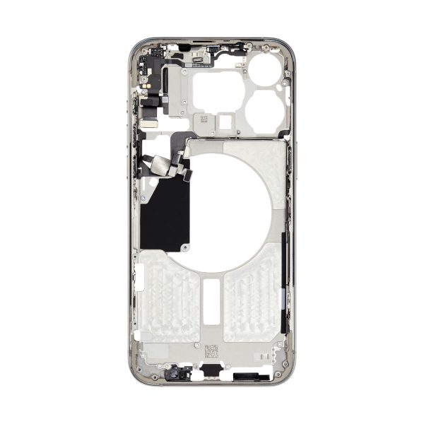 iPhone 15 Pro Max Mid Frame Housing + Small Parts–White Titanium