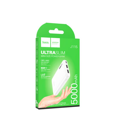 Hoco J115 UltraSlim Power Bank white 5000mAh