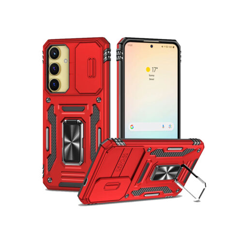 New Military Case with Ring Kickstand for Samsung Galaxy S25 S24 red