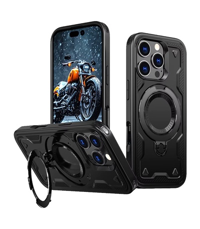 Tough Armor MagSafe Rotating Case For iPhone 16 Pro Max Black