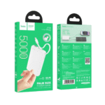 Hoco J134 Power Bank USB + Type-C Cable – White (5000mAh)