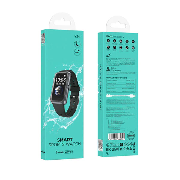 Hoco Y34 Smart sports watch call version – Black