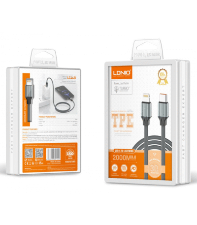 LDNIO LC442i TPE Type C To Lightning 30W Fast Charge Cable 2m pack