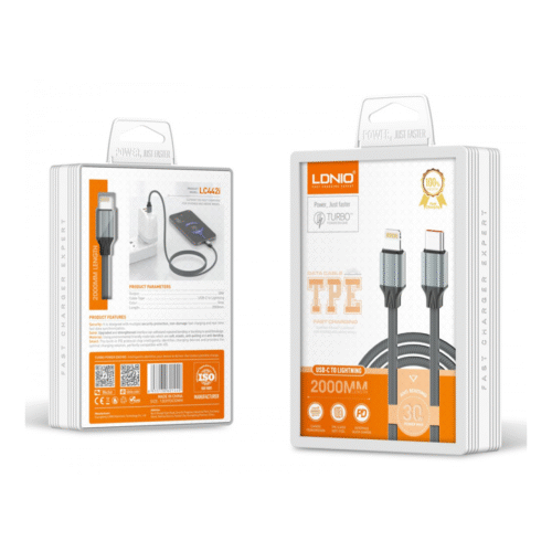 LDNIO LC442i TPE Type C To Lightning 30W Fast Charge Cable 2m pack